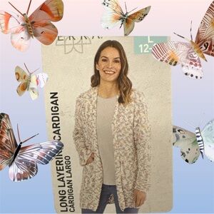 Serra multi colored Textured Cardigan open front with pockets NWT